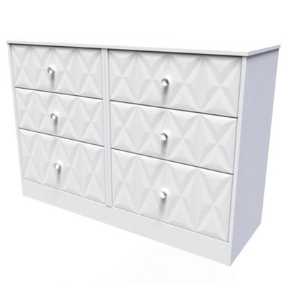 Genoa Ready Assembled Matt White No Effect 6 Drawer Chest (H)792mm (W)1117mm (D)395mm from B&Q