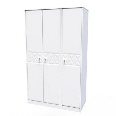 Genoa Ready Assembled Contemporary Matt White Tall Triple Wardrobe (H)1970mm (W)1110mm (D)530mm from B&Q