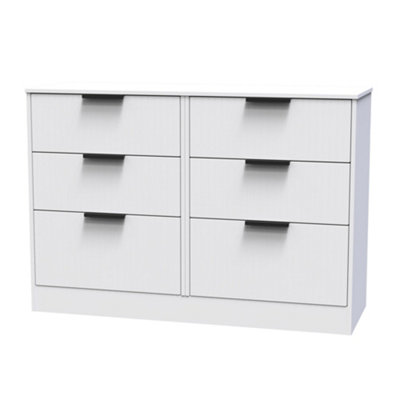 Nashville Ready Assembled Matt White No Effect 6 Drawer Wide Chest (H)792mm (W)1117mm (D)395mm from B&Q