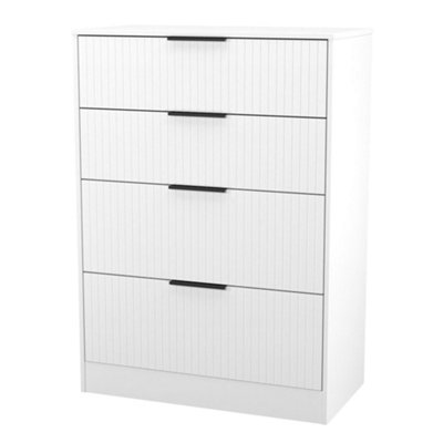 Imola Ready Assembled Matt White No Effect 4 Drawer Chest (H)1063mm (W)766mm (D)395mm from B&Q