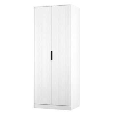 Nashville Ready Assembled Contemporary White Tall Double Wardrobe (H)1960mm (W)740mm (D)520mm from B&Q