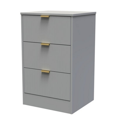 Imola Ready Assembled Matt Grey No Effect 3 Drawer Wide Bedside Chest (H)726mm (W)450mm (D)395mm from B&Q