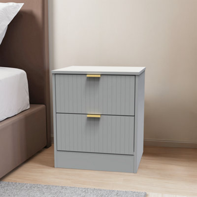 Nashville Ready Assembled Matt Grey No Effect 2 Drawer Wide Bedside Chest (H)521mm (W)450mm (D)395mm from B&Q
