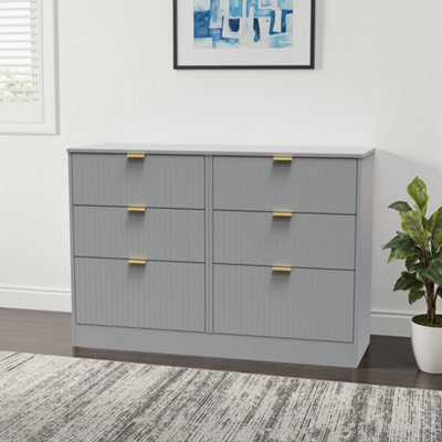 Imola Ready Assembled Matt Grey No Effect 6 Drawer Chest (H)792mm (W)1117mm (D)395mm from B&Q