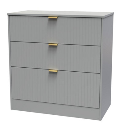 B&Q Nashville Ready Assembled 3 Drawer Chest (H)791Mm (W)766Mm (D)395Mm Grey