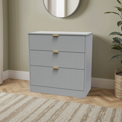 Imola Ready Assembled Matt Grey No Effect 3 Drawer Chest (H)791mm (W)766mm (D)395mm from B&Q
