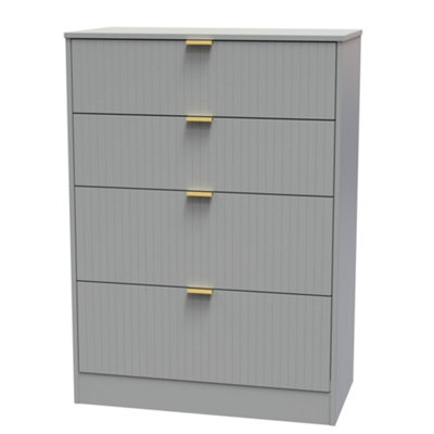 B&Q Nashville Ready Assembled 4 Drawer Chest (H)1063Mm (W)766Mm (D)395Mm Grey