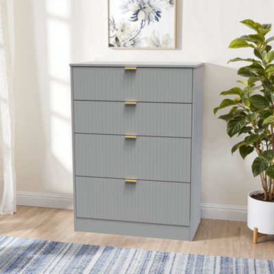Nashville Ready Assembled Matt Grey No Effect 4 Drawer Chest (H)1063mm (W)766mm (D)395mm from B&Q