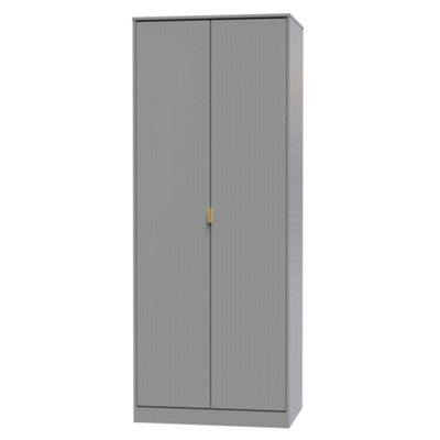 Nashville Ready Assembled Contemporary Matt Grey Tall Double Wardrobe (H)1960mm (W)740mm (D)520mm from B&Q
