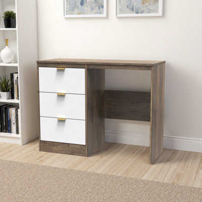Nashville Ready Assembled White & Oak 3 Drawer Dressing Table (H)756mm (W)969mm (D)395mm from B&Q