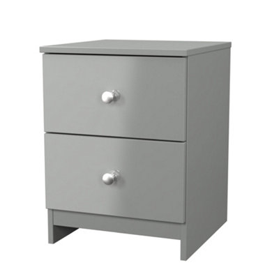 B&Q Yarmouth Ready Assembled Matt 2 Drawer Bedside Chest (H)495Mm (W)370Mm (D)390Mm Grey