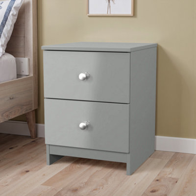  - Yarmouth Ready Assembled Matt Grey No Effect 2 Drawer Bedside Chest (H)495mm (W)370mm (D)390mm