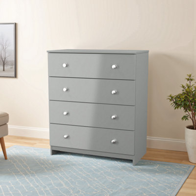 Yarmouth Ready Assembled Matt Grey No Effect 4 Drawer Wide Chest (H)875mm (W)740mm (D)390mm from B&Q