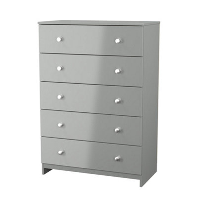 B&Q Yarmouth Ready Assembled Matt 5 Drawer Wide Chest (H)1067Mm (W)740Mm (D)390Mm Grey