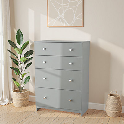 Yarmouth Ready Assembled Matt Grey No Effect 4 Drawer Deep Chest (H)1067mm (W)740mm (D)390mm from B&Q