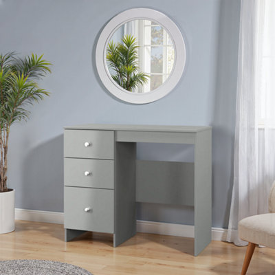 Yarmouth Ready Assembled Satin Grey 3 Drawer Non-Extendable Dressing Table (H)785mm (W)904mm (D)390mm from B&Q
