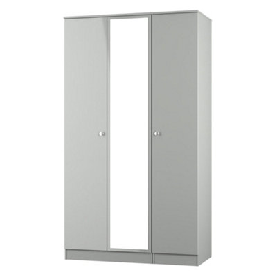 Yarmouth Ready Assembled Modern Black & White Tall Triple Wardrobe With 1 Mirror Door (H)1960mm (W)1108mm (D)530mm from B&Q