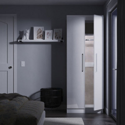 Pisa Ready Assembled White Tall Double Wardrobe With Built-In Lighting (H)1960mm (W)738mm (D)521mm from B&Q