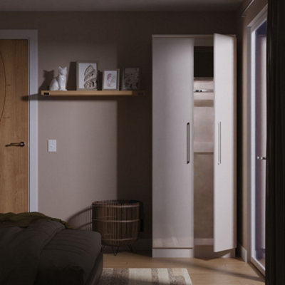 Pisa Ready Assembled Matt Kashmir Tall Double Wardrobe With Built-In Lighting (H)1960mm (W)738mm (D)521mm from B&Q