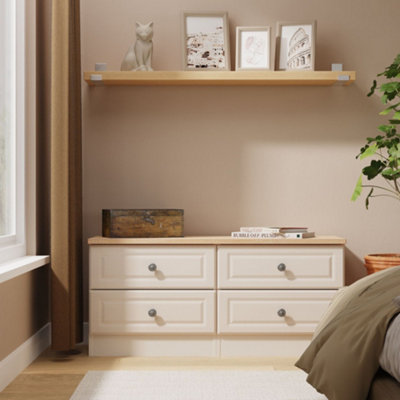 Savona Ready Assembled Kashmir Ash Bardolino Oak Effect 4 Drawer Chest (H)502mm (W)1098mm (D)400mm from B&Q
