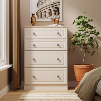 Savona Ready Assembled Kashmir Ash Bardolino Oak Effect 4 Drawer Chest (H)1074mm (W)740mm (D)385mm from B&Q