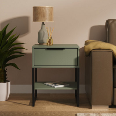  - Tamworth Single 1 Drawer Bedside Cabinet In Reed Green (Ready Assembled)