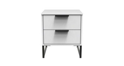  - Tamworth 2 Drawer Bedside Cabinet In White Matt (Ready Assembled)