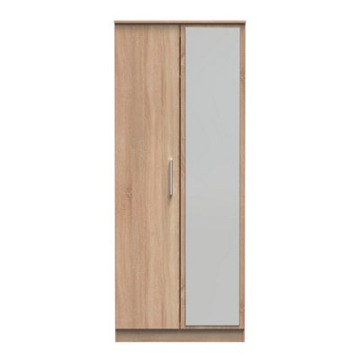 Trent Double Mirror Wardrobe In Black Gloss & Black Matt (Ready Assembled) from B&Q