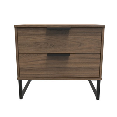 Beijing 2 Drawer Midi Bedside Cabinet In Carini Walnut (Ready Assembled) from B&Q