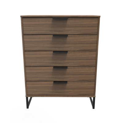 Beijing 5 Drawer Chest Of Drawers In Carini Walnut (Ready Assembled) from B&Q