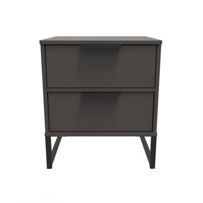 Beijing 2 Drawer Compact Bedside Cabinet In Graphite (Ready Assembled) from B&Q