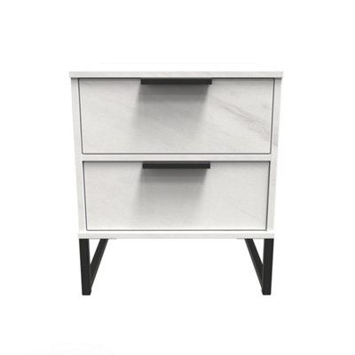 Beijing 2 Drawer Compact Bedside Cabinet In Marble (Ready Assembled) from B&Q