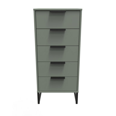 Beijing 5 Drawer Tall Bedside Cabinet In Reed Green (Ready Assembled) from B&Q