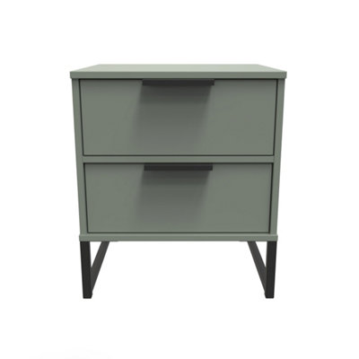 Beijing 2 Drawer Compact Bedside Cabinet In Reed Green (Ready Assembled) from B&Q