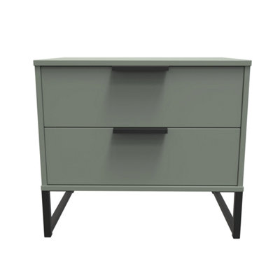 Beijing 2 Drawer Midi Bedside Cabinet In Reed Green (Ready Assembled) from B&Q