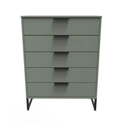 Beijing 5 Drawer Chest Of Drawers In Reed Green (Ready Assembled) from B&Q