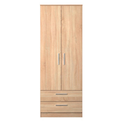 Trent 2 Drawer Double Wardrobe In Black Gloss & Black Matt (Ready Assembled) from B&Q