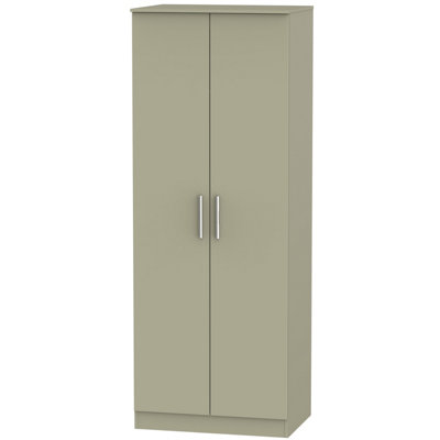  - Trent Tall Double Hanging Wardrobe In Mushroom Gloss & Mushroom Matt (Ready Assembled)
