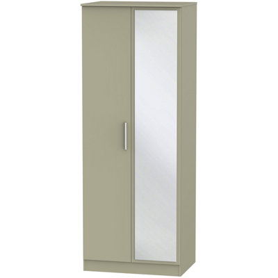 Trent Tall Mirrored Wardrobe In Mushroom Gloss & Mushroom Matt (Ready Assembled) from B&Q