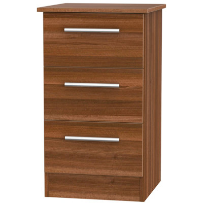 Trent 3 Drawer Bedside Cabinet In Noche Walnut (Ready Assembled) from B&Q