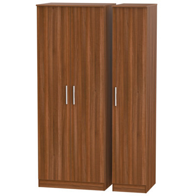  - Trent Tall Triple Plain Wardrobe In Noche Walnut (Ready Assembled)