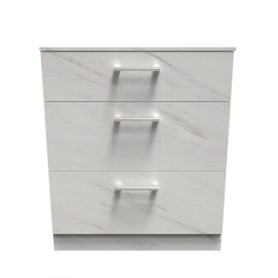 Cornwall 3 Drawer Deep Chest Of Drawers In Marble (Ready Assembled) from B&Q