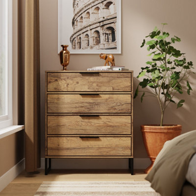 Tamworth 4 Drawer Chest Of Drawers In Vintage Oak (Ready Assembled) from B&Q