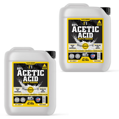 Weed Killer Path Cleaner Acetic Acid Concentrated 80% 2 X 5Ltrs10 Litres Glyphosate FreeWhite Vinegar Patio Cleaner from B&Q