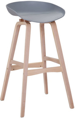 Lamboro Equator Single Kitchen Bar StoolFixed Wooden Legs And FootrestPremium Breakfast Bar & Home BarstoolGrey from B&Q