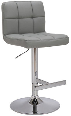 Lamboro Allegro Real Leather Single Kitchen Bar StoolChrome FootrestAdjustable Swivel Gas LiftBreakfast Bar & Home BarstoolGrey from B&Q