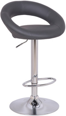 Lamboro Sorrento Kitchen Bar StoolChrome FootrestAdjustable Swivel Gas LiftHome Bar & Breakfast Faux-Leather BarstoolCharcoal Grey from B&Q