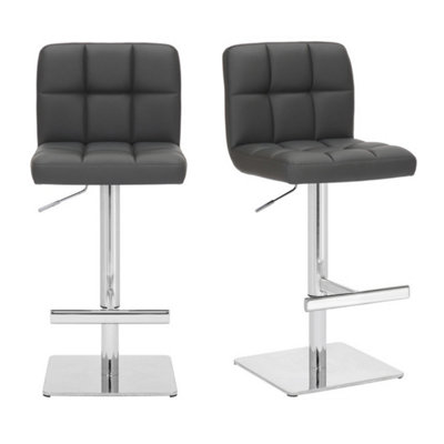 Lamboro Allegro Deluxe Set Of 2 Charcoal Grey Kitchen Bar Stools With Adjustable SwivelGas Lift & Weighted Chrome Base from B&Q