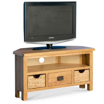Surrey Oak 100Cm Corner Tv Unit With BasketsFully Assembled By Roseland Furniture from B&Q