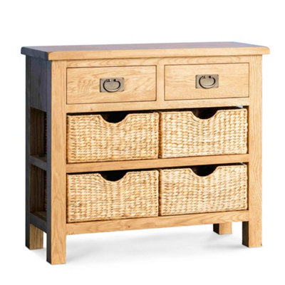 Surrey Oak 85Cm Console Table With BasketsFully Assembled By Roseland Furniture from B&Q